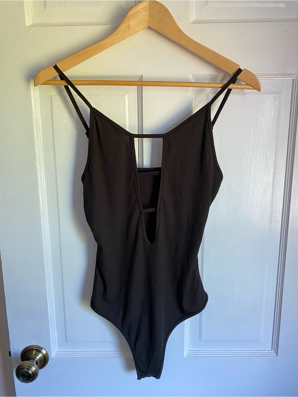 Black ribbed bodysuit